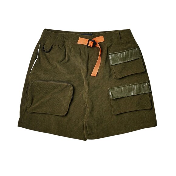 Reason Corduroy Cargo Shorts Men’s XL Olive Green Utility Pull-On - Picture 2 of 8